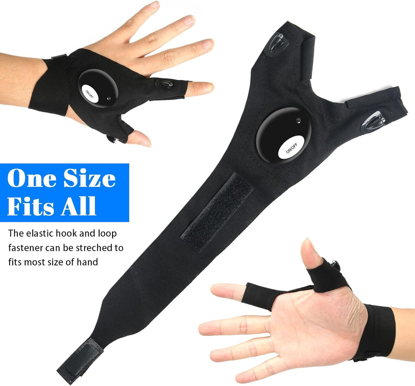 LED Flashlight Gloves, Gifts for Men Dad Him Boyfriend Husband, Cool Gadget Hands-Free Lights for Camping Fishing Repairing, Fathers Day Christmas Birthday Gift