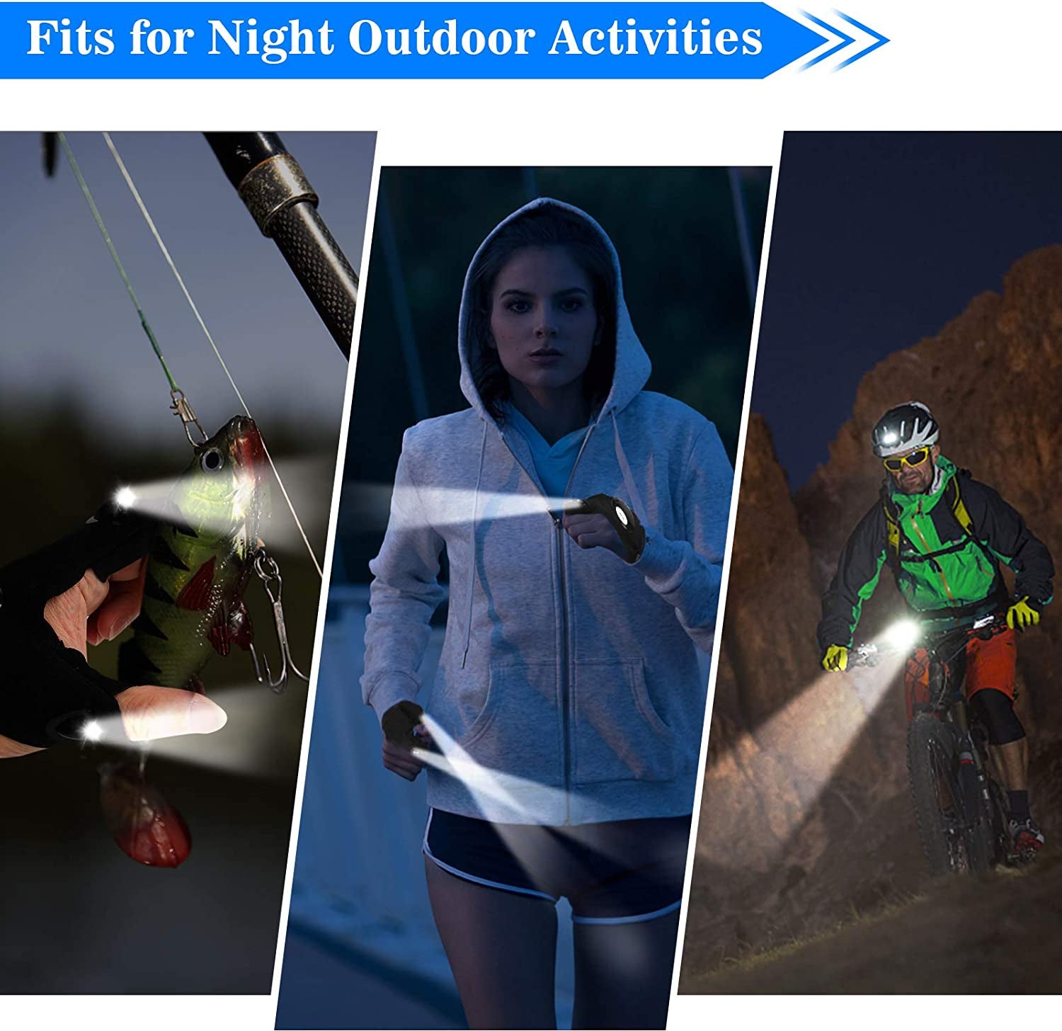 LED Flashlight Gloves, Gifts for Men Dad Him Boyfriend Husband, Cool Gadget Hands-Free Lights for Camping Fishing Repairing, Fathers Day Christmas Birthday Gift