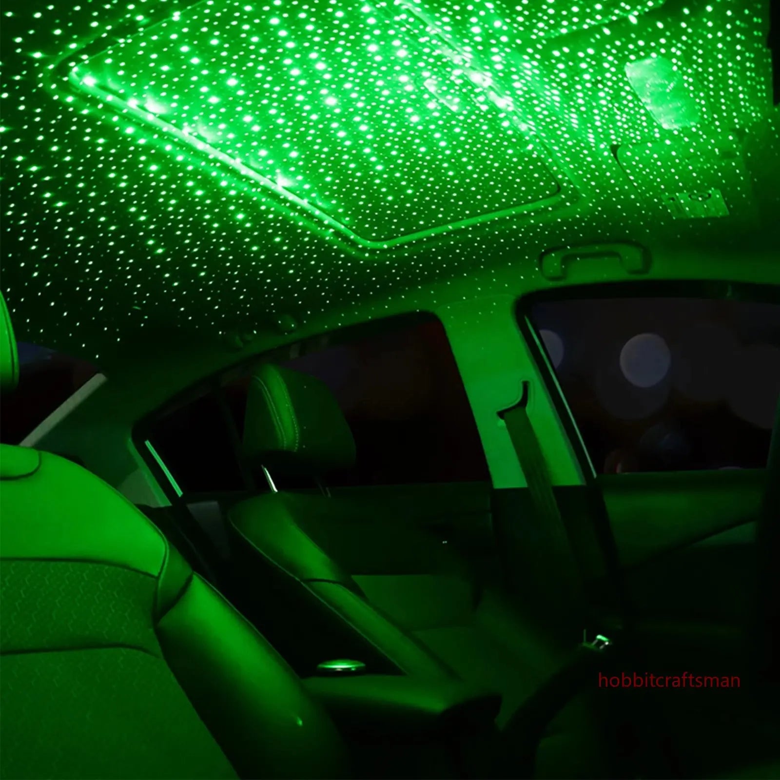 Car interior with galaxy star projection
