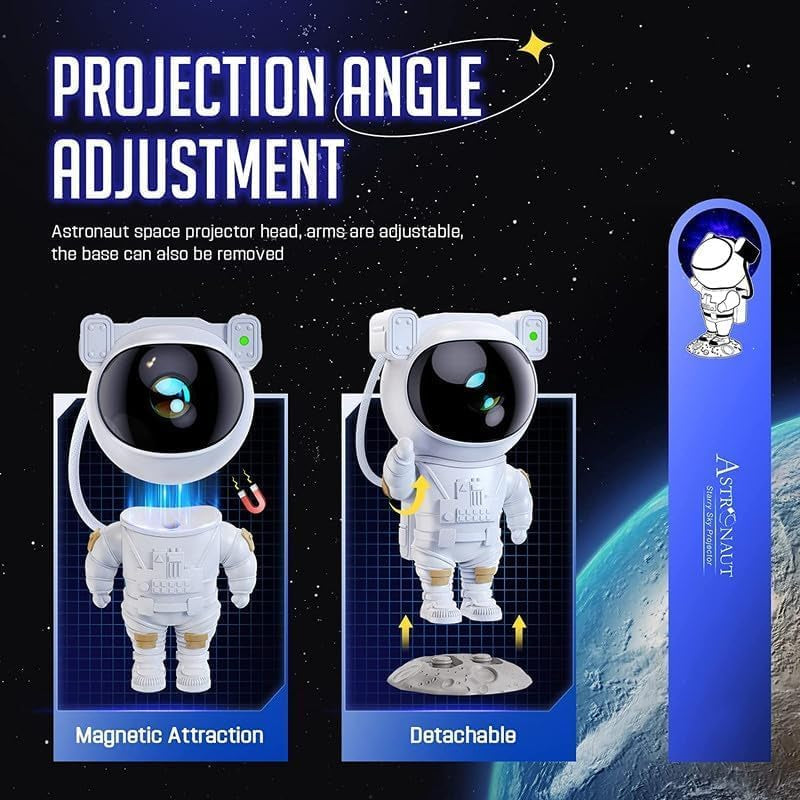 Astronaut Star Projector Night Light - Space Buddy Projector, Galaxy Starry Nebula Ceiling Projection Lamp with Timer and 360°Adjustable, Kids Adults Room Decor, for Bedroom, Game Room Etc.